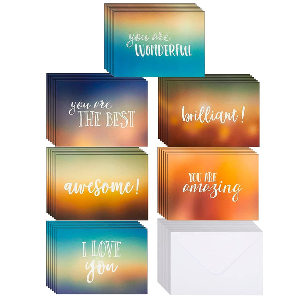 BEST PAPER GREETINGS 36-Pack Inspirational Blank Note Card Set - 5 x 7 in Encouragement Cards & A7 Envelopes - 6 Unique Designs with Motivational Quotes - Motivational Blank Cards Bulk - image 1