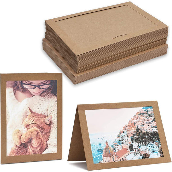 Best Paper Greetings Kraft Photo Frame Cards - Blank Photo Insert Cards with Envelopes - Durable Kraft Paper Frames - Versatile Greeting Inserts - Pack of 36, Brown, 5.5 x 7.75 In - image 1