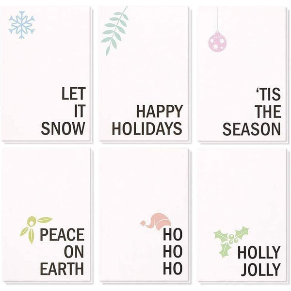 BEST PAPER GREETINGS Holiday Cards with Envelopes - 4 x 6 In, Pack of 48, Minimalist White Cardstock & Kraft Envelopes - Bulk Blank Holiday Postcards with Multicolor Designs - image 1