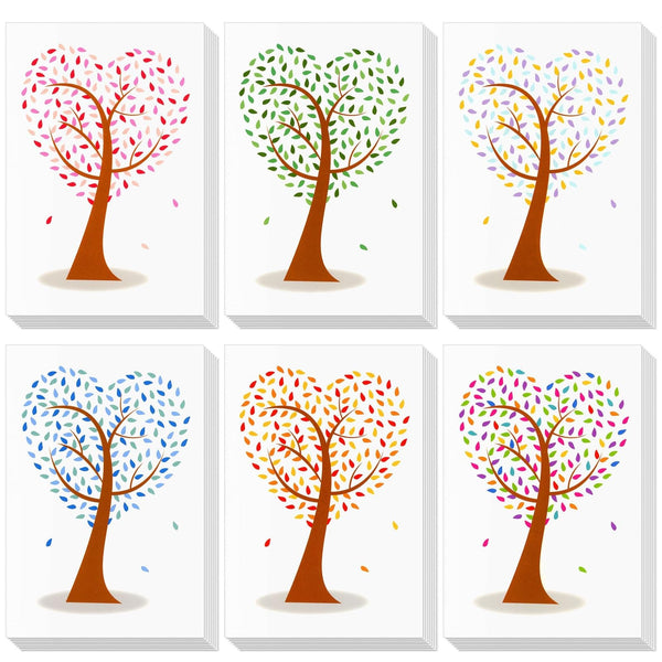 BEST PAPER GREETINGS Blank Heart Shaped Tree Greeting Cards - Thank You Cards with Envelopes - All-Occasion Stationery - Staff Appreciation & You Are Loved Notes - 4 x 6 in, 48 Count, Assorted Colors - image 1