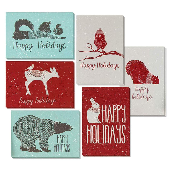 BEST PAPER GREETINGS Holiday Cards with Envelopes - Holiday Card Blank Inside for Notes - Winter Animal Designs & Winter Greetings - Cardstock & Blank Envelope - 4x6 in, 48-Pack - image 1