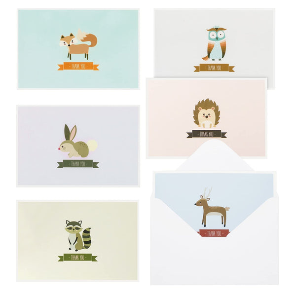 Best Paper Greetings Baby Shower Thank You Cards with Envelopes - Funny Woodland & Cute Animal Designs - Premium Cardstock Greeting Cards with Adhesive Envelopes - 6 Designs, Pack of 48, 4 x 6 In - image 1