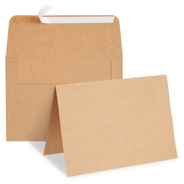 Best Paper Greetings Blank A7 Kraft Brown Paper & Envelopes for Card Making - 5 x 7 in & 5.25 x 7.25 in, 50 Pack, Brown - Bulk Blank Notecards with Envelopes for Invitations & Thank You Notes - image 1