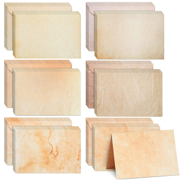Blank Greeting Cards & Envelopes - 60-Pack - 4 x 6 in Flat Vintage Cards & Brown Envelopes - Blank Inside for Invitations & Scrapbooking - 6 Assorted Antique - image 1