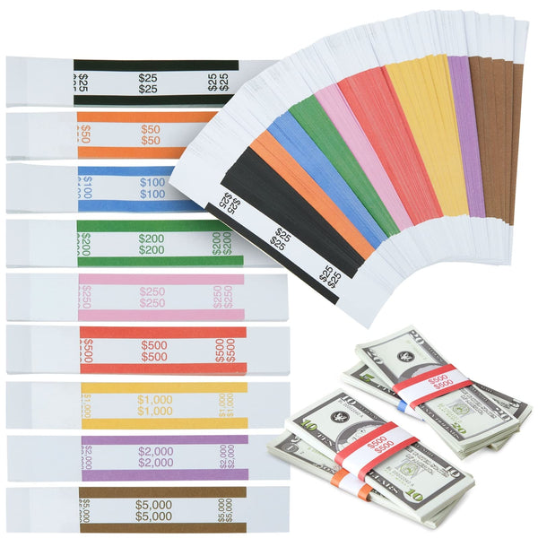 BLUE PANDA Money Bands - 300-Pack, 7.75 x 1.25 In, 9 ABA Colors - Money Organizer for Cash & Currency Straps With Adhesive Strip for Efficient Bill Sorting - image 1
