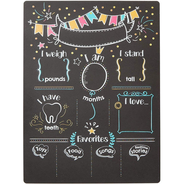 Blue Panda Baby Milestone Chalkboard - Monthly Photo Prop & Baby Growth Board - Birthday Milestones Board - Reusable Chalk Surface & Infant Tracker - 12 x 15.6 in, Vertical, Blue - image 1