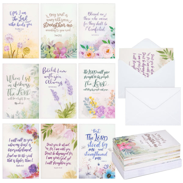 Faithful Finds Religious Sympathy Cards with Envelopes, Watercolor Floral (4x6 In, 36 Pack) - image 1