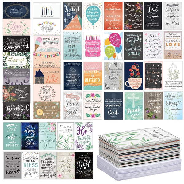 Faithful Finds Greeting Cards - 4 x 6 In Blank Inside, 48-Pack with Envelopes - Prayer Cards for Christian Stationery Set, Encouragement & Thank You - image 1