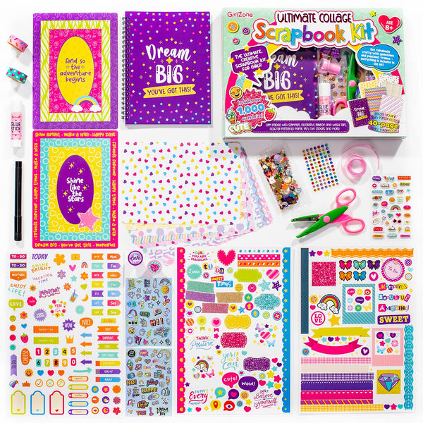 GirlZone Ultimate Collage Scrapbook Kit, Includes Scrapbook Stickers and Fun Scrapbook Accessories to Make an Amazing 40-Page Photo Album Scrapbook, Perfect for Valentine Gifts - image 1