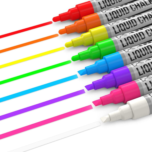 Kassa Dry Erase Markers - 10 Pack, Neon Multicolor, Bullet & Chisel Dual Tip - Neon Chalk Markers & Pens for Glass -Chalkboard & Windows - image 1