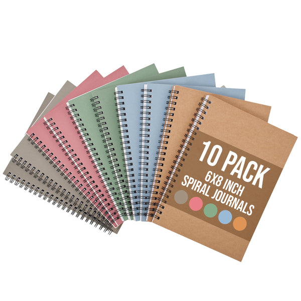10 Pack 6x8 inch Spiral Journals - Light Colors - image 1