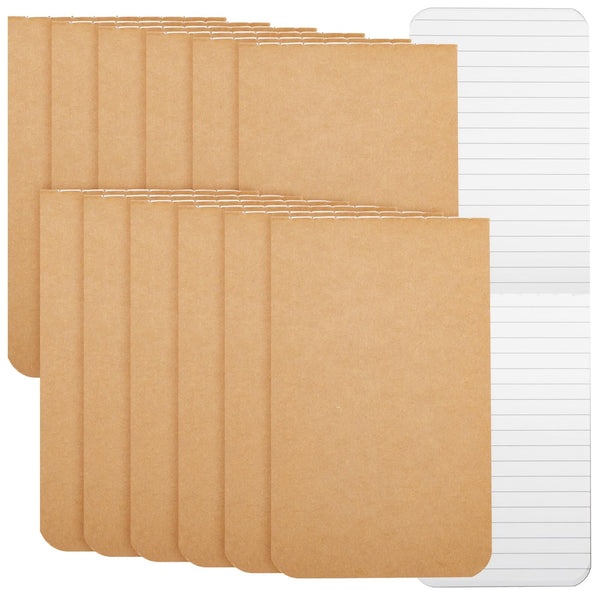 Paper Junkie Pocket Notebook - 12-Pack, 2.7 x 4.5 In, Brown Kraft Cover - Composition Book for School & Office - Travel Journal with Top-Sewn Flat-Lay Binding - image 1