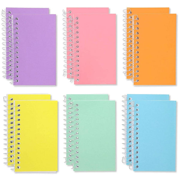 Paper Junkie 12-Pack Small Spiral Notebook 3x5, 40 Sheets, 80 Pages Per Notepad, College Ruled Lined Paper for Office Supplies, Classroom Notes, Students, Teachers, Nurses (6 Pastel Colors) - image 1