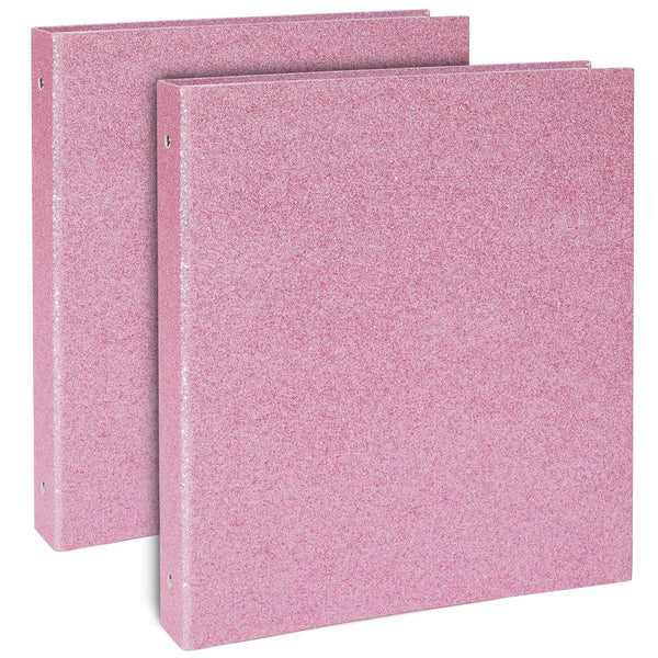 Paper Junkie 3 Ring Binder - Sparkly Pink Glitter Cover with File Folder Pockets - 2-Inch Rings with 350-Sheet Capacity - Portfolio Binder for School Supplies - Pack of 2 - 11 x 12 In - image 1