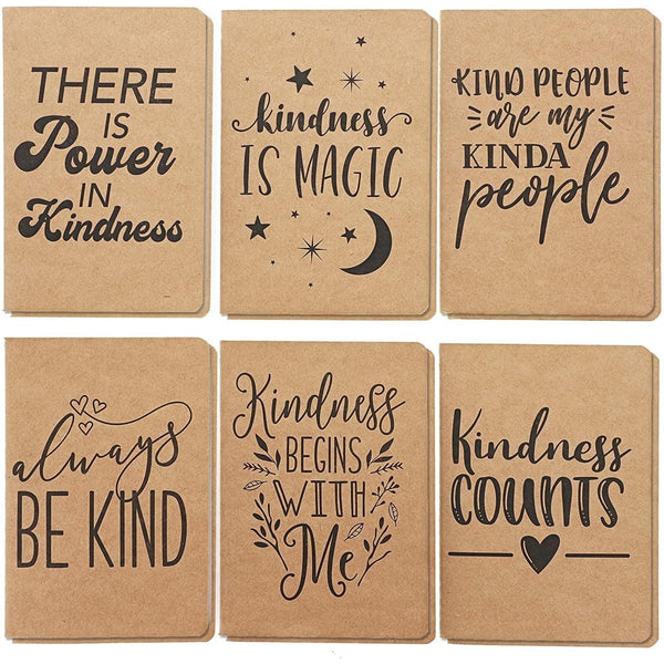 Paper Junkie Kindness Journal for Kids Pocket Notebooks - Pack of 24 - 4 x 5.75 in Brown Kraft Paper Lined Pages & Soft Cover - Student Journals with Inspirational Quotes - image 1