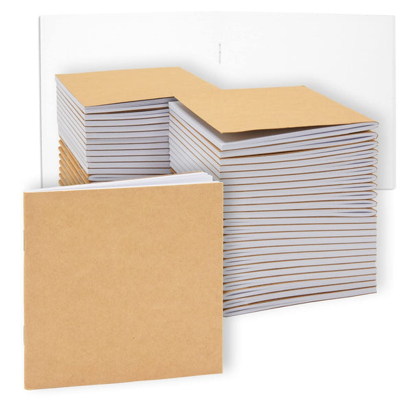 48 Pack Mini Blank Books for Kids - Bulk Sketchbooks, Kraft Paper Notebooks for Classroom, Party Favors, Travel Writing (4x4 In) - image 1