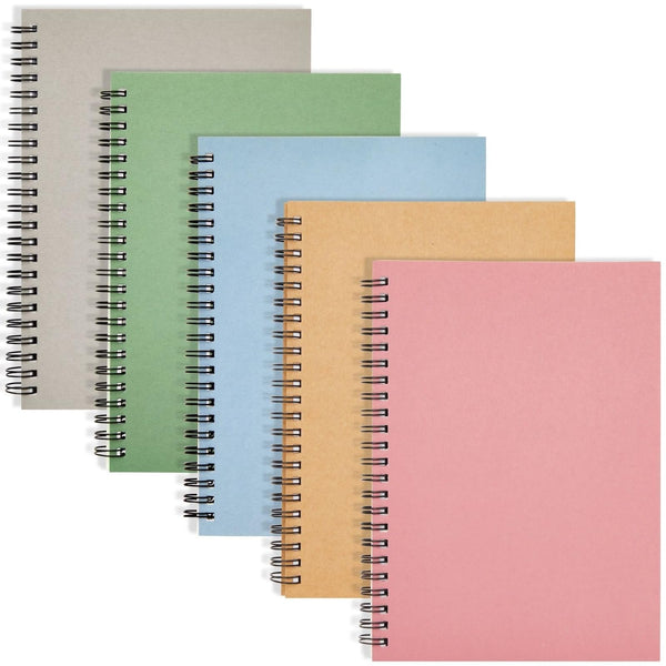 5 Pack 6x8 inch Spiral Journals, Small Notebooks Bulk with 120 Lined Pages for Work, Students, School, Writing (5 Colors Kraft Paper Covers) - image 1
