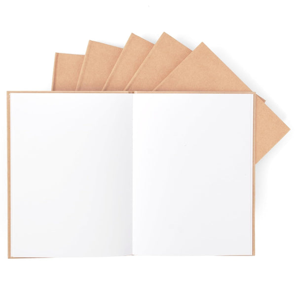 Kraft Hard Cover Blank Books for Kids 7x10 – 6 Pack of Unlined Journals with 36 Pages Each – Durable 120gsm Paper for Drawing, Sketching, Writing & Classroom Projects DIY Storybooks & Art Notebooks - image 1