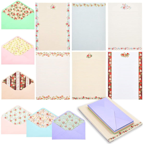 60 Sheets Vintage Floral Stationary with 30 Envelopes, Letter Writing Paper for Poems, Thank You Notes, Pen Pal, Scrapbook, Calligraphy (6 Designs, 10.2 x 7.25 In) - image 1