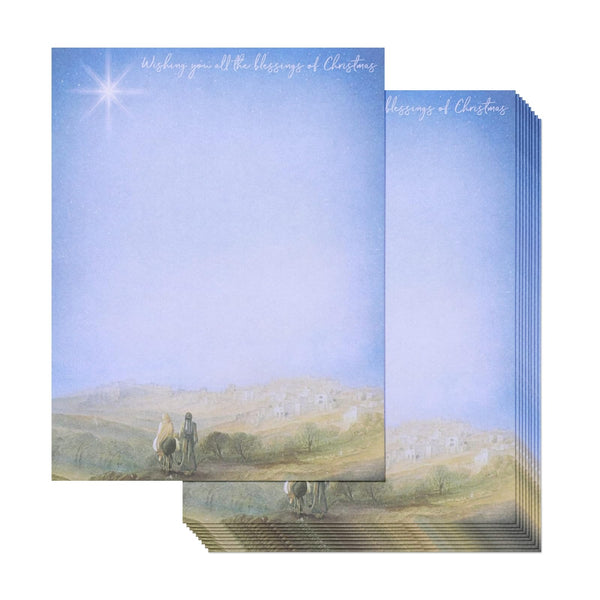 Paper Junkie Nativity Scene Stationery Pack - 96 Sheets, 8.5 x 11 In., Blue - Religious Letterhead & Decorative Letter Paper for Letter Writing - image 1