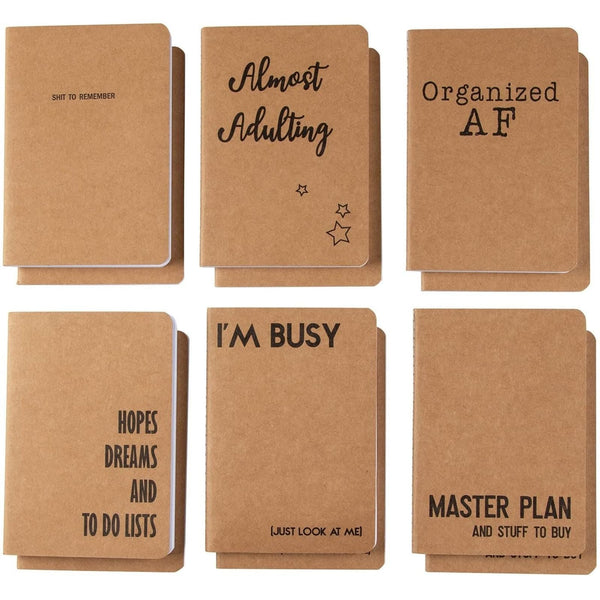 Paper Junkie A6 Kraft Paper Pocket Notebook Set - 4 x 5.75 In, 12-Pack, Brown Rustic, Soft Cover - Funny Mini Notebooks & Funny Pocket Journal for Note Taking - image 1