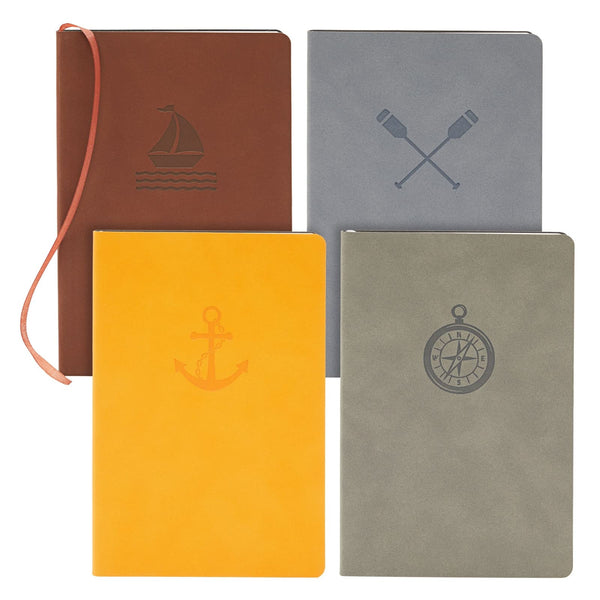 4 Pack A5 Nautical Leather Journal for Men, Lined Lay-Flat Notebooks for Writing, 96 Sheets/192 Pages (4 Colors) - image 1