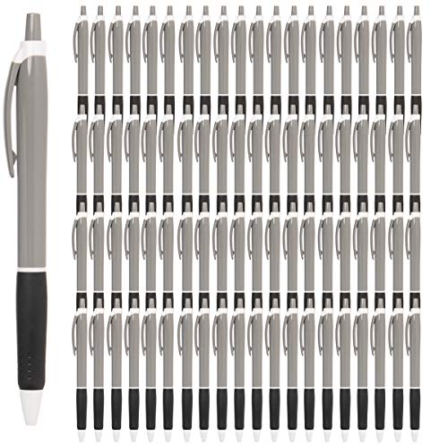 Simply Genius Retractable Ballpoint Pens - 100-Pack, Black Ink, Gray & Black, 1.0mm Medium Point - Bulk Pens for Office & School Supplies - Smooth Writing for Notebooks & Journals - image 1