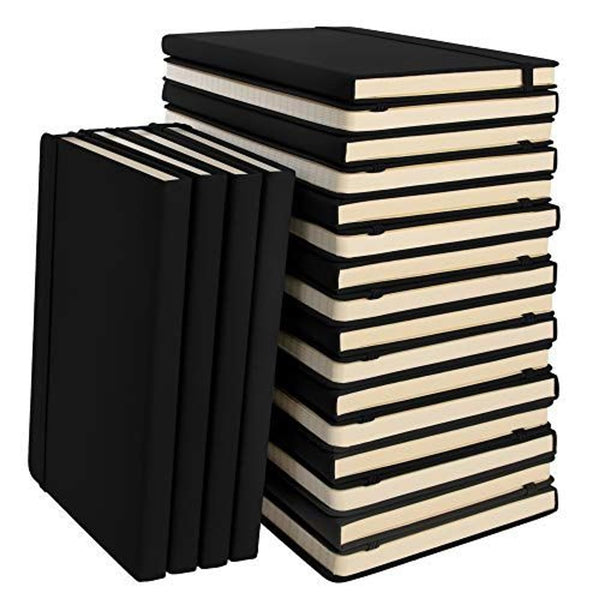 20 Pack Bulk A5 Lined Hardcover Notebooks, 192 pages, 5.7" x 8.4", Writing Journal for Work, Travel, Business, School & More, Lined Notebook for Men & Women - Black - image 1