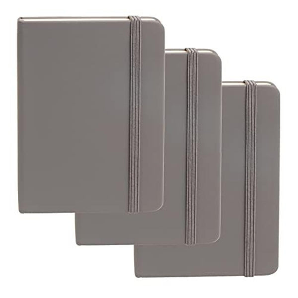 Simply Genius A6 Pocket Size Mini Notebooks with Hardcover - Ruled Small Journal Set for School, Home & Office - 124 pages (3.7" x 5.7") with Inner Pocket (Gray A6 Notebook, 3 Pack) - image 1