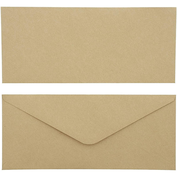 Sustainable Greetings Brown Kraft Paper Envelopes for Letters, Invitations & Business Mailings - 9.5 x 4 In V-Flap Glue Seal, 100 Pack - image 1