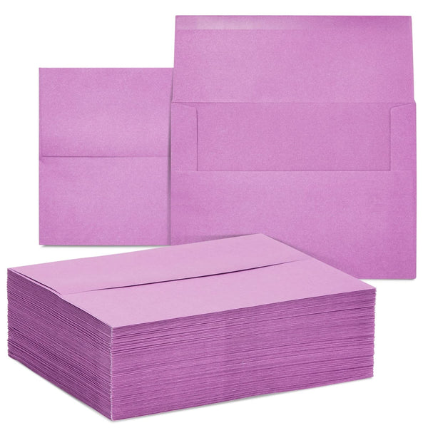 Sustainable Greetings Invitation Envelopes - A7 7 x 5 in, Purple, 100 Pack, Square Flap - Gummed Seal & Colored Bulk Envelopes for Wedding - Birthday & Baby Shower Invitations - image 1