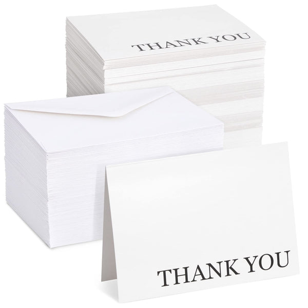 Sustainable Greetings 120 Pack Thank You Cards with Envelopes Bulk for Weddings, Bridal Showers, Graduations, Bridal, Blank Inside - Minimalist Black and White Design Thank You Card - image 1