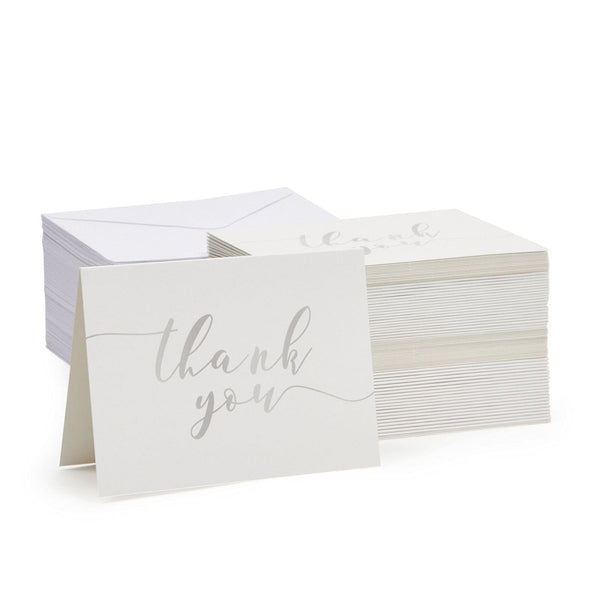 Sustainable Greetings Thank You Notes with Envelopes Set - Blank Inside for Personal Messages - Elegant Silver Foil Gradient - Versatile for Weddings & Showers - Pack of 120, 3.75 x 5 in, 120 GSM - image 1