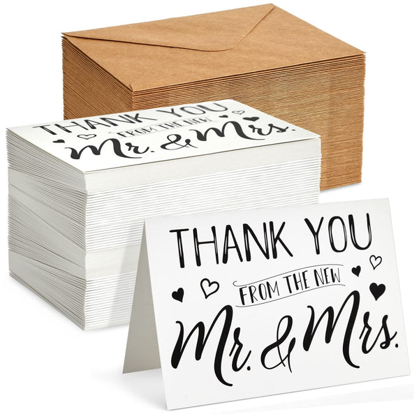 Sustainable Greetings Wedding Gratitude Cards - Bulk Thank You Cards for Wedding & Bridal Shower - Kraft Brown Envelopes - 250gsm Cardstock for Smooth-Writing Greeting Note - Pack of 120, 4 x 6 in - image 1