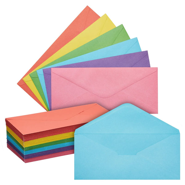 Sustainable Greetings Business Mailing Envelopes - Assorted Color Envelopes - Gummed V-Flap Seal - High-Volume Bulk Office Supply - 4.125 x 9.5 in, Pack of 120, Multicolored - image 1