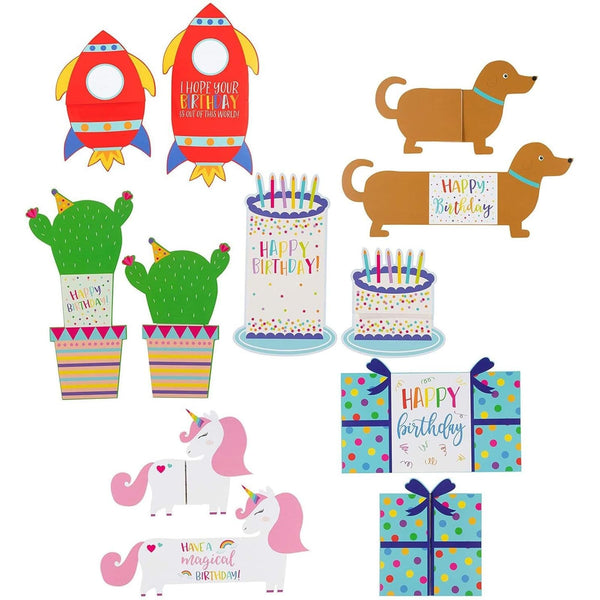 Sustainable Greetings Kids Die Cut Tri-Fold Birthday Cards - Assorted Designs with Envelopes - Blank Interior for Greeting Card Use for Gift Giving - 24 Pack, 4 Each of 6 Designs, 12.7 cm x 17.8 cm - image 1