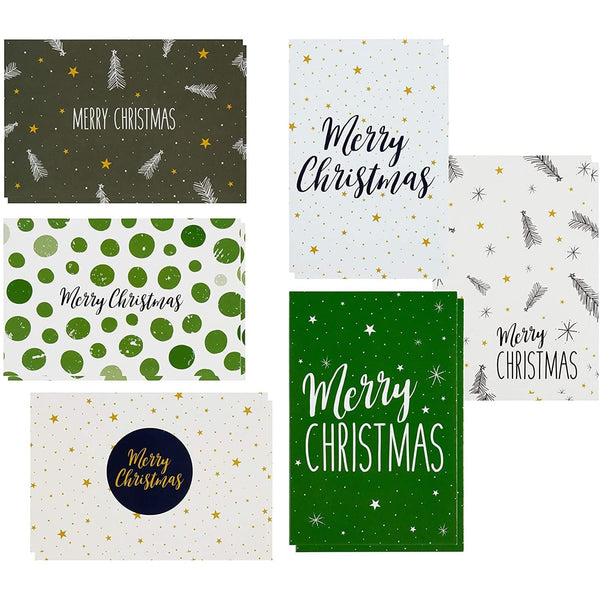 Sustainable Greetings Christmas Cards with Envelopes Boxed Set - 48 Pack, 4.5 x 6.25 In, Green & Cream - Holiday Greeting Cards & Blank Inside - Assorted Family Designs - image 1