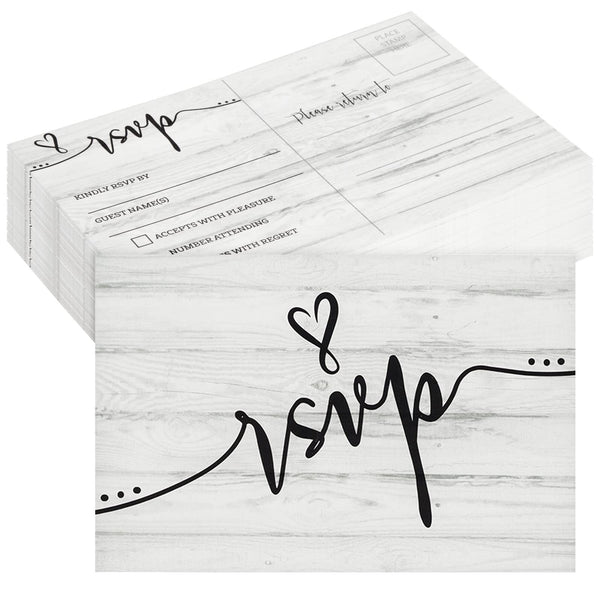 Sustainable Greetings Vintage RSVP Postcards - Envelope-Free Postcard Mailing - Rustic Wedding Shower Cards & Birthday Invitations - Card Stock Bulk Postcards - 4 x 6 in, Pack of 60 - image 1