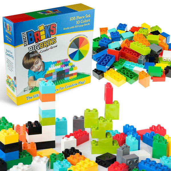 Strictly Briks Building Blocks Set - Easy-Grip Toddler Toy - Educational Building Set for Cognitive Development - Compatible with Lego Blocks - 108 Pieces, Multicolor - image 1