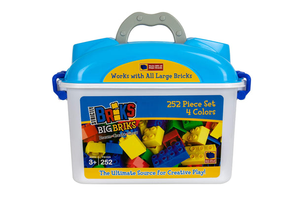 Strictly Briks 252 Piece Toddler Building Blocks, Vibrant Red Green Blue Yellow Bricks, Easy-Grip Large Blocks Compatible with Lego Duplo, Comes with Toy Storage Box for Creative Play - image 1