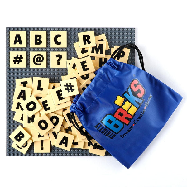 Strictly Briks AlphaBriks and 10x10 Grey Baseplate, 100 Pieces, 2x2 Alphabet Letter Bricks, Easy to Remove, Fun and Educational Tool, 100% Compatible with All Major Brands - image 1