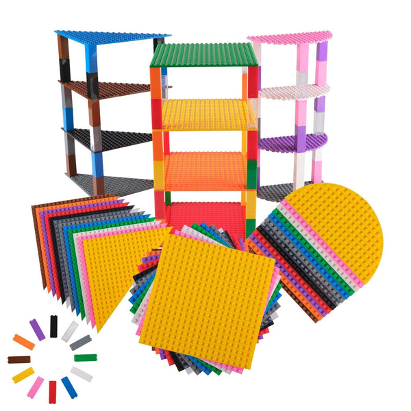 Strictly Briks Classic Stackable Baseplates - Rainbow Building Bricks Set - Stackable Base Plates Building Set Compatible with Lego - Brick Stacker Toy Kit - Rainbow, 6 x 6 in - Pack of 96 Pieces - image 1
