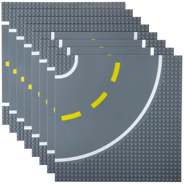 Best Blocks Stackable Road Baseplates - Straight & Curved Road Plate Variety - Works with Toy Building Sets - For Ages 3+ - 8-Pack, 10 x 10 in - image 1