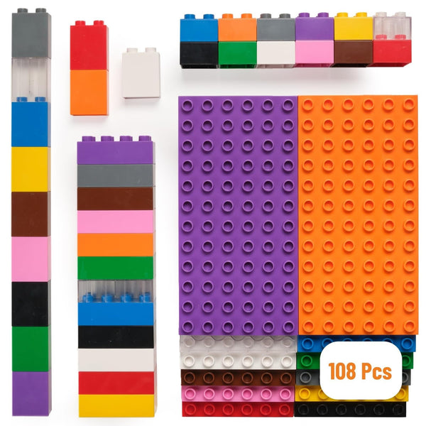 Strictly Briks Big Brick Building Set - Stackable Block Set & Base Plates - Vibrant Rainbow Block Variety - Compatible with Lego for Expanded Play - 96 Pieces, Rainbow - image 1