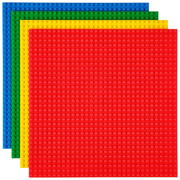 Strictly Briks Stackable Baseplates - 4 Pack Compatible with Classic Lego & Major Brick Brands, 10 x 10 in with 32 x 32 Studs, Toy Building Plates Boards, Kids Gift, Basic Colors - image 1
