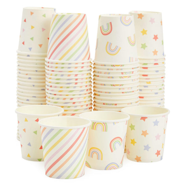 Sparkle and Bash 100 Pack 4 Oz Mini Disposable Paper Cups for Espresso, Mouthwash, Tea, Coffee - Rainbow - image 1
