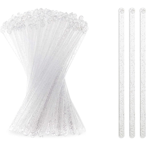 Sparkle and Bash Star Stir Sticks - Silver Glitter, Plastic, 7 In, 150 Pack - Glitter Stirrers - image 1