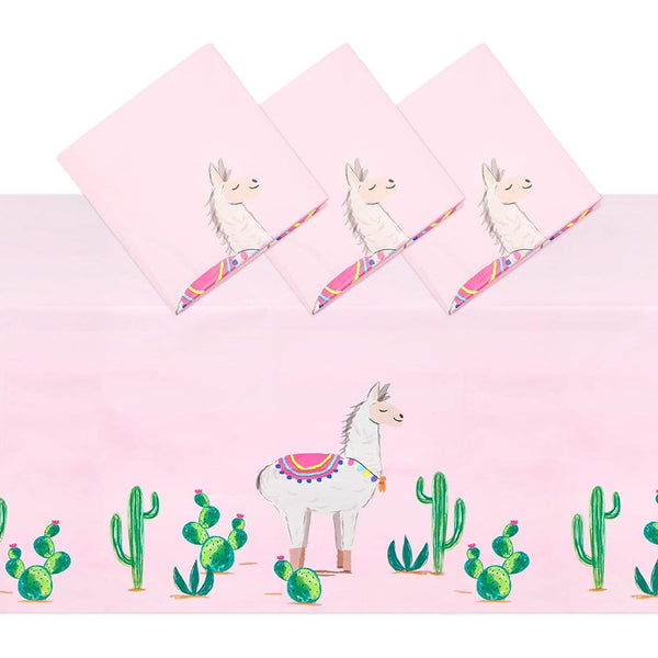 Sparkle and Bash Rectangular Plastic Table Cover - Llama Cactus Tablecloth for Birthday Decor - Disposable Light Pink Tablecloth for Easy Cleanup - 54 x 108 in - Pack of 3 - image 1