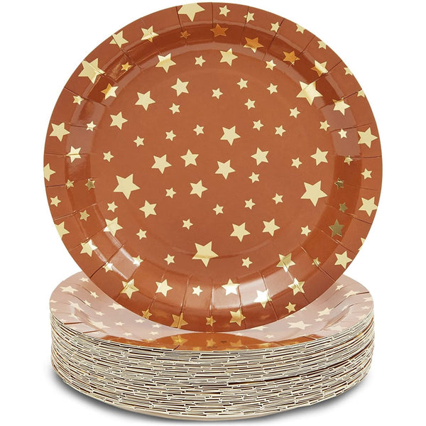 Sparkle and Bash Star Baby Shower Plates - Elegant Gold Foil Accents & Foil-Rimmed Stars - Durable Construction & Disposable Plates - Bulk Set for Large Gatherings & Party Supplies - 9 In, Pack of 48 - image 1