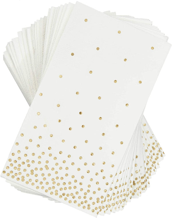 Gold Foil Polka Dot Confetti Paper Napkins for Christmas, Wedding, Birthday Party (4 x 8 In, 50 Pack) - image 1